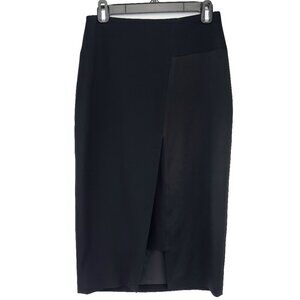 JUDITH & CHARLES Designer Office Pannel Pencil Front Slit Black luxury Skirt s 2